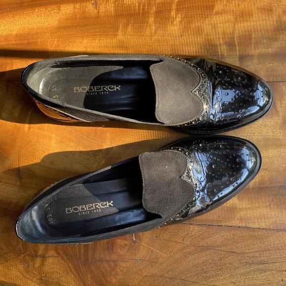 Boberck Wingtips Black Patent Leather/Suede Women’s Size 8 - Picture 7 of 9